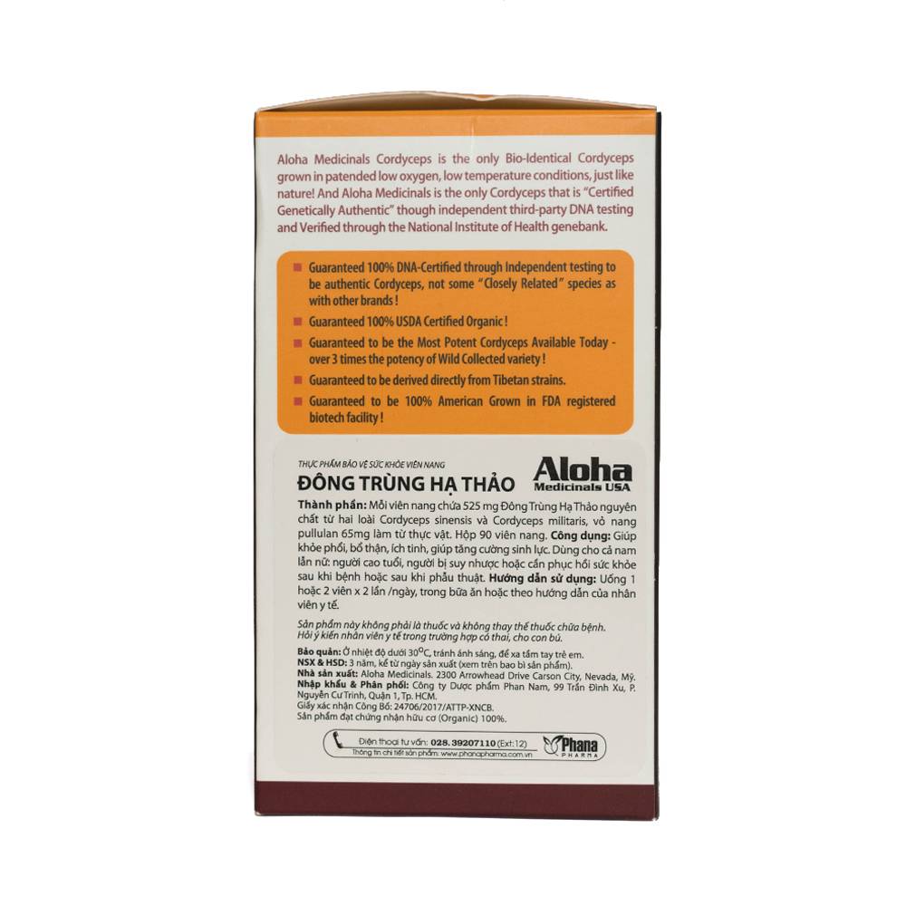 Hình ảnh Viên uống đông trùng hạ thảo Aloha Medicinals USA giúp khoẻ phổi, bổ thận (90 viên)