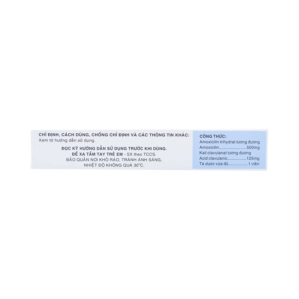 Hình ảnh Thuốc Augbactam 625 Mekophar điều trị nhiễm khuẩn (2 vỉ x 5 viên)