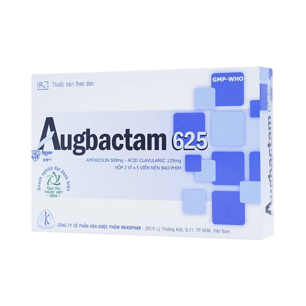 Hình ảnh Thuốc Augbactam 625 Mekophar điều trị nhiễm khuẩn (2 vỉ x 5 viên)