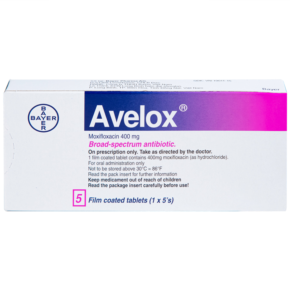 Hình ảnh Thuốc Avelox 400mg Bayer điều trị nhiễm khuẩn (1 vỉ x 5 viên)