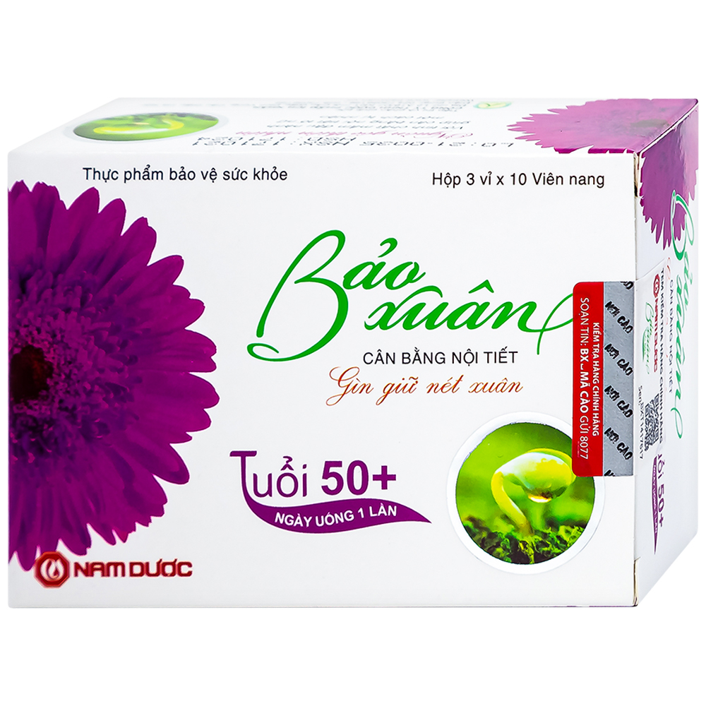 Viên uống Bảo Xuân Tuổi 50+ Nam Dược bổ sung và hỗ trợ cân bằng nội tiết tố nữ Estrogen (3 vỉ x 10 viên)