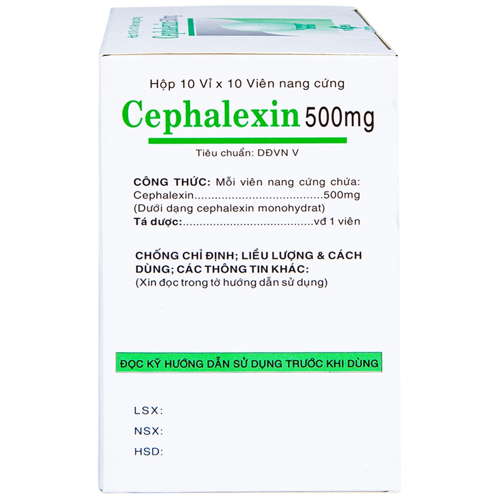 Hình ảnh Thuốc Cephalexin 500mg Vidipha điều trị nhiễm khuẩn (10 vỉ x 10 viên)