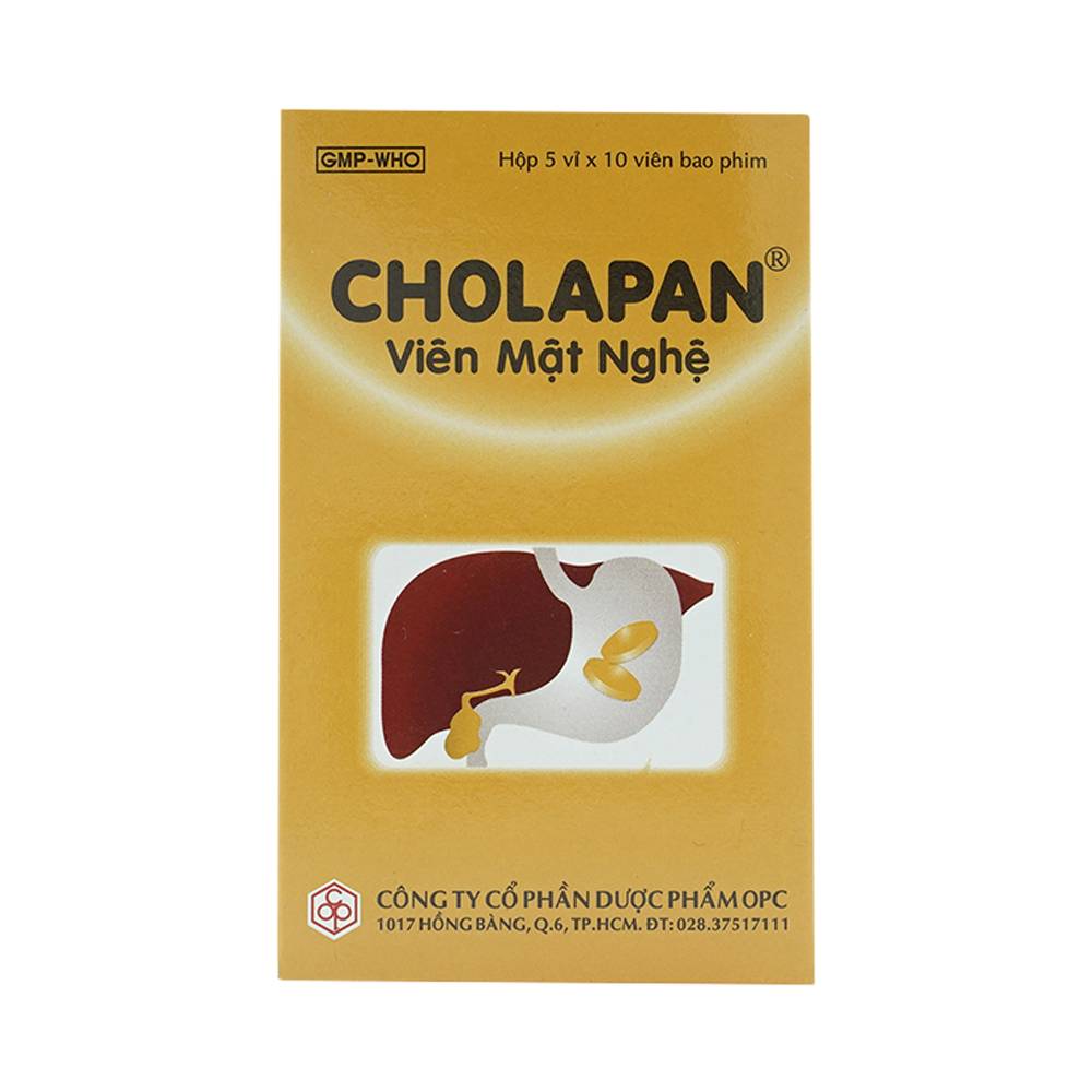 Viên mật nghệ Cholapan OPC điều trị các chứng gan đau, mật kém, đau dạ dày (5 vỉ x 10 viên)