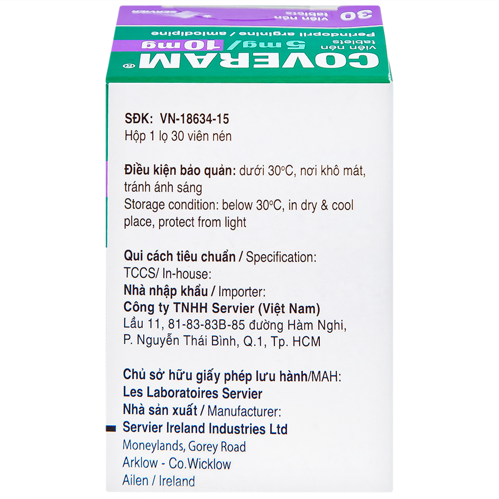 Hình ảnh Thuốc Coveram 5mg/10mg Servier điều trị tăng huyết áp (30 viên)
