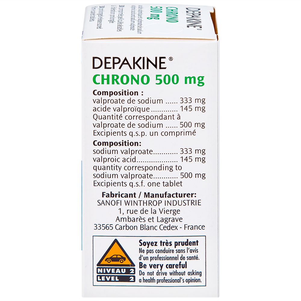 Hình ảnh Thuốc Depakine Chrono 500mg Sanofi điều trị động kinh (30 viên)
