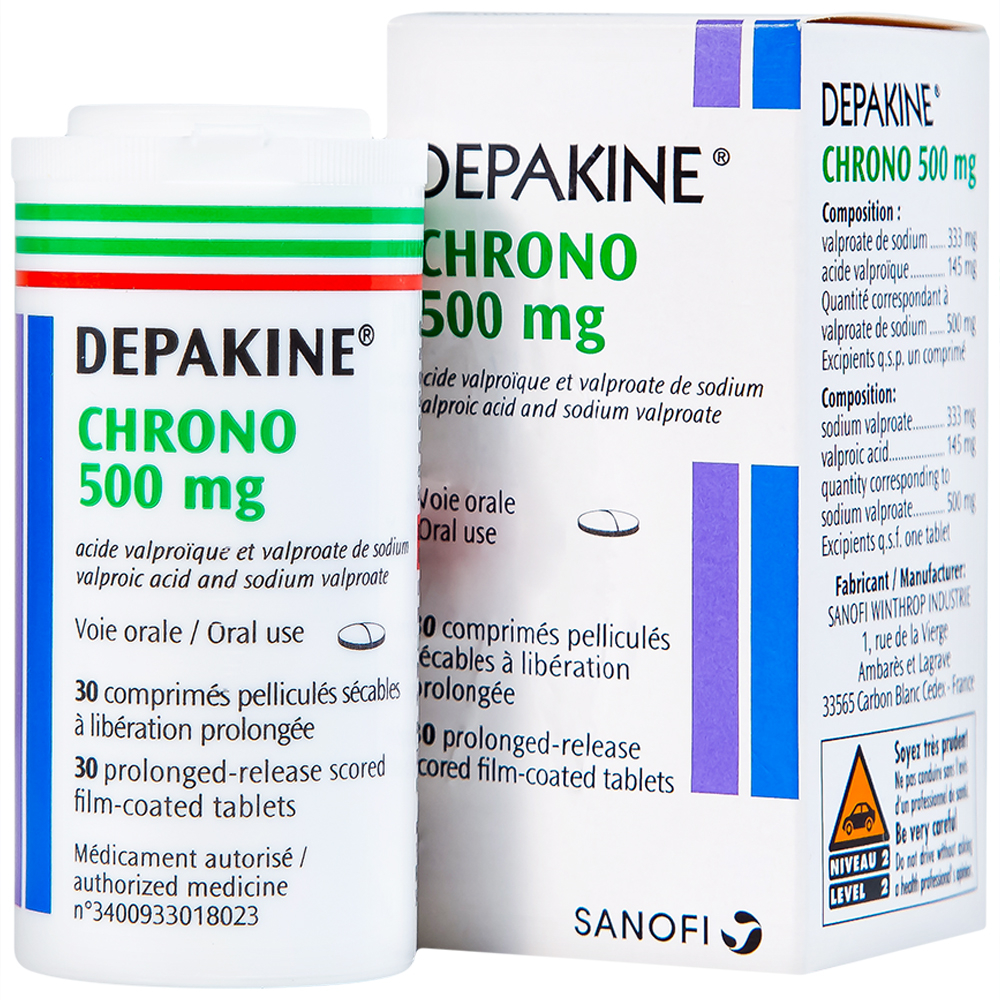 Hình ảnh Thuốc Depakine Chrono 500mg Sanofi điều trị động kinh (30 viên)