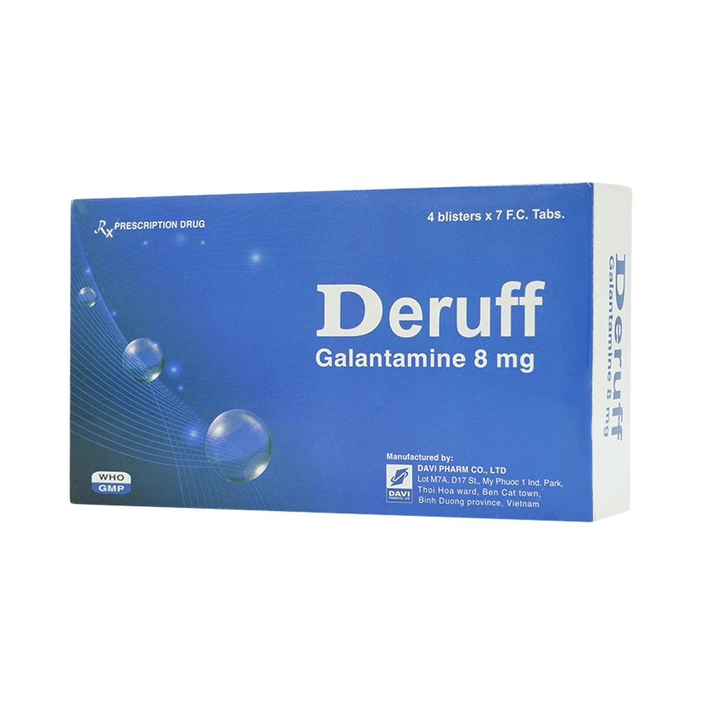 Hình ảnh Thuốc Deruff 8mg Davipharm điều trị chứng sa sút trí tuệ từ nhẹ đến trung bình (4 vỉ x 7 viên)