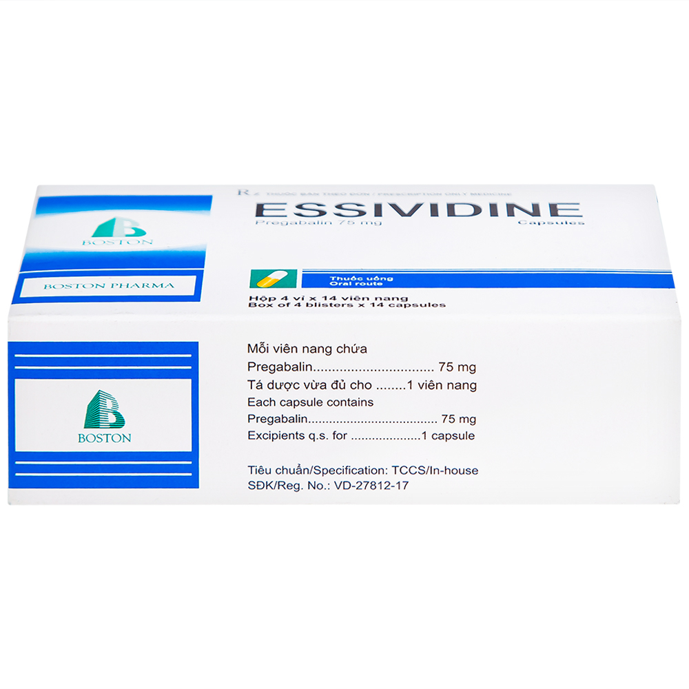 Hình ảnh Thuốc Essividine Boston điều trị động kinh và giảm đau do thần kinh (4 vỉ x 14 viên)