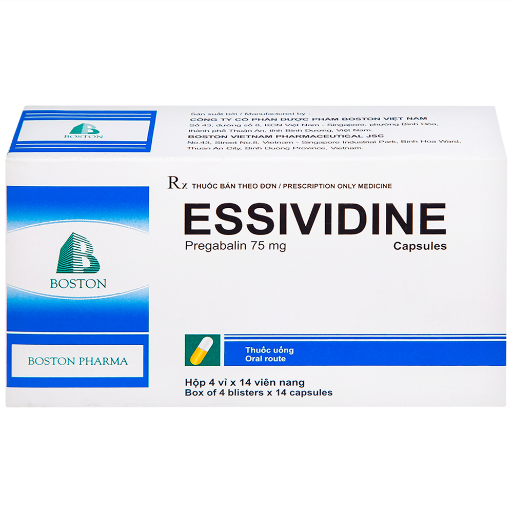 Hình ảnh Thuốc Essividine Boston điều trị động kinh và giảm đau do thần kinh (4 vỉ x 14 viên)