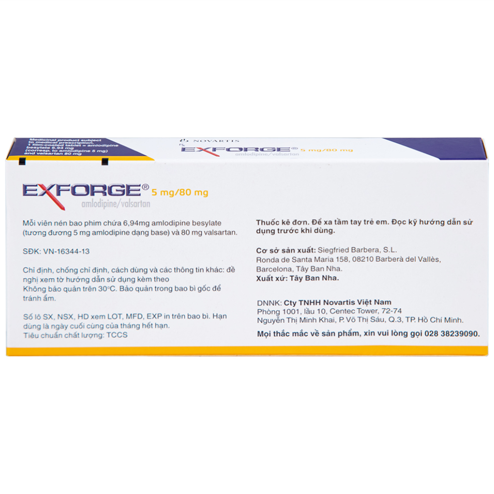 Hình ảnh Thuốc Exforge 5mg/80mg Novartis điều trị tăng huyết áp vô căn (2 vỉ x 14 viên)
