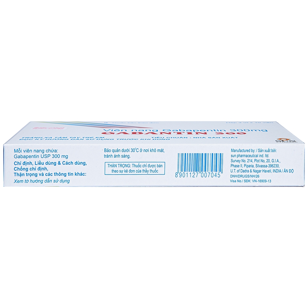 Hình ảnh Thuốc Gabantin 300 Sun Pharma điều trị đau thần kinh sau khi nhiễm herpes (3 vỉ x 10 viên)