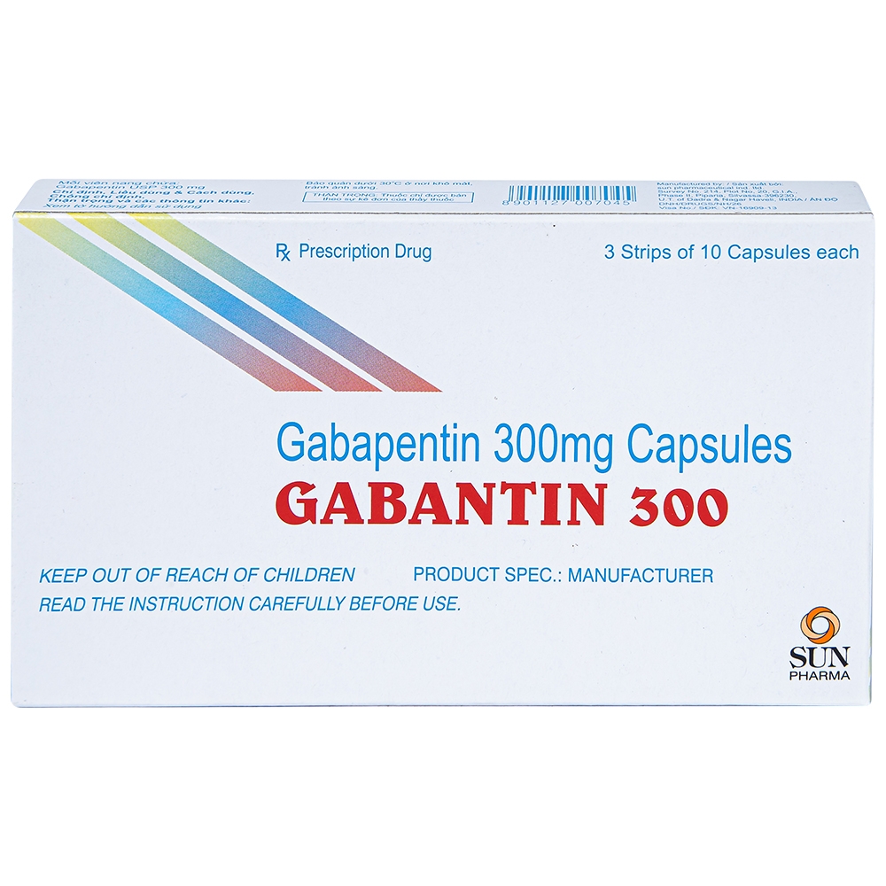 Hình ảnh Thuốc Gabantin 300 Sun Pharma điều trị đau thần kinh sau khi nhiễm herpes (3 vỉ x 10 viên)
