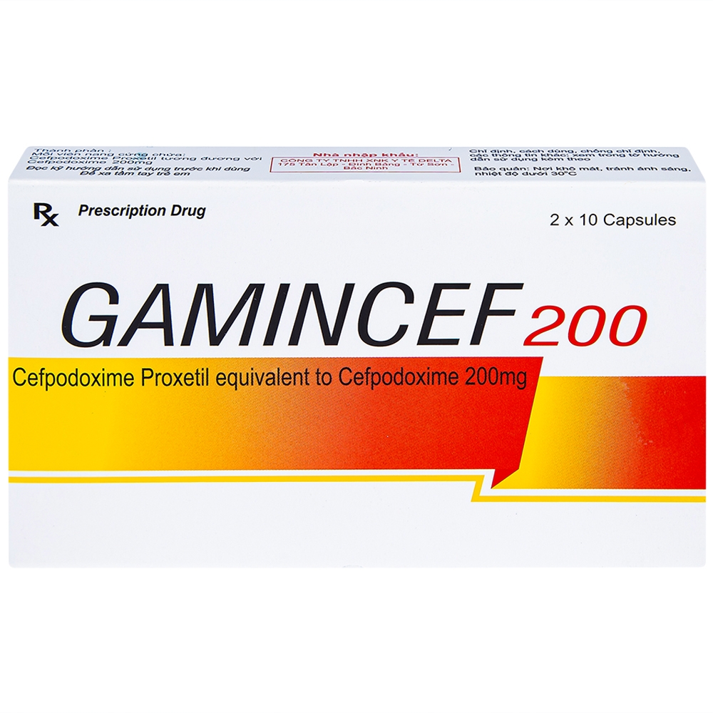 Hình ảnh Thuốc Gamincef 200 Maxim điều trị viêm phổi, viêm phế quản, viêm họng (2 vỉ x 10 viên)