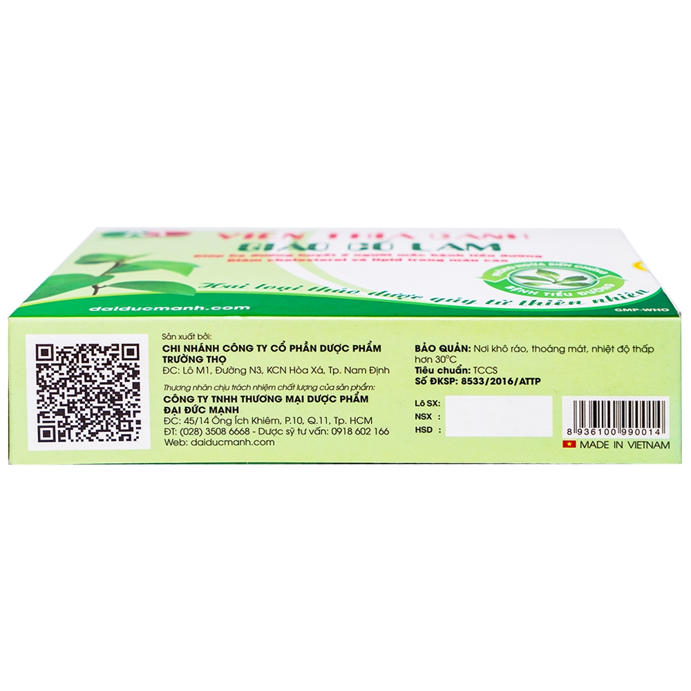 Hình ảnh Viên thìa canh Giảo Cổ Lam giúp hạ đường huyết, giảm cholesterol và lipid trong máu cao (3 vỉ x 10 viên)
