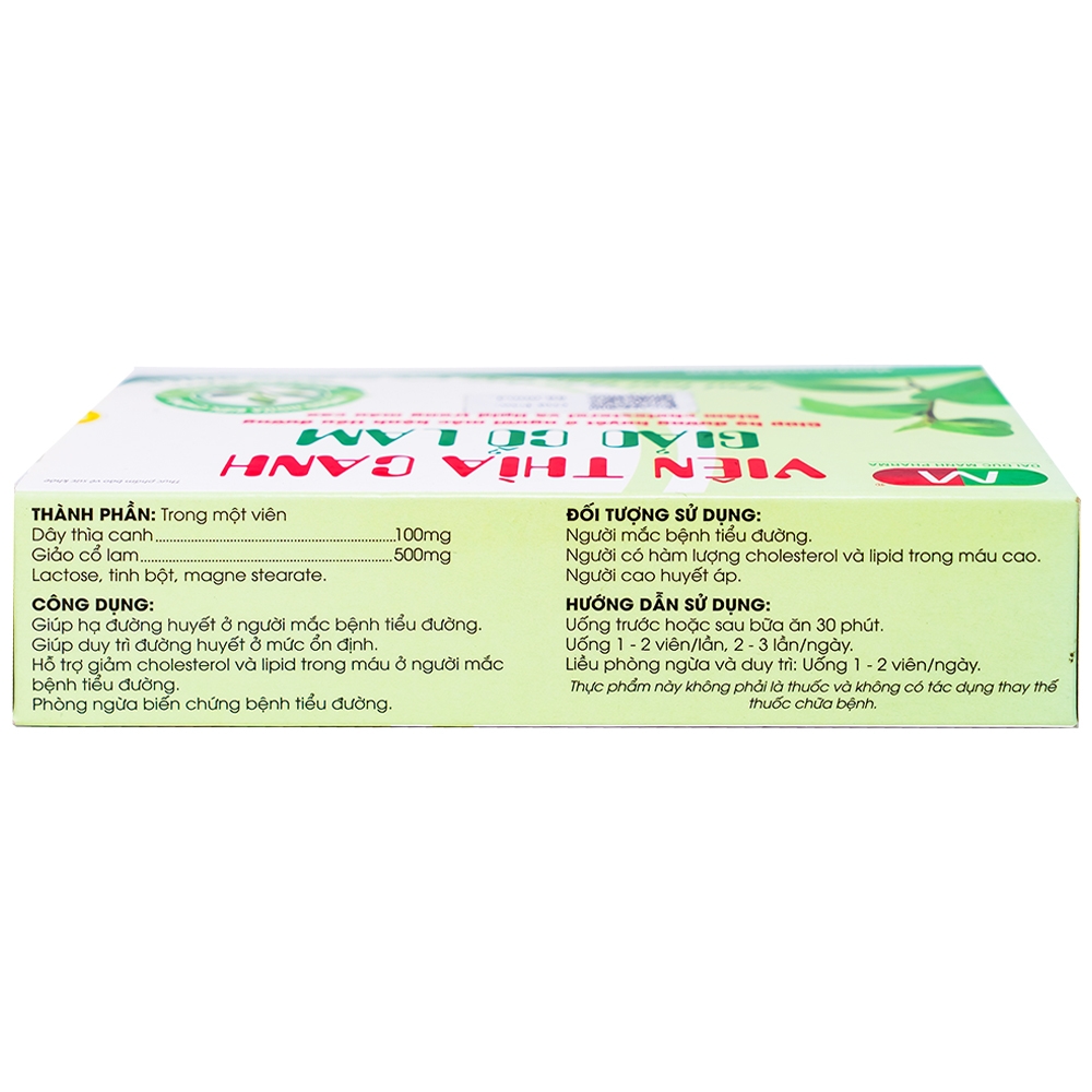 Hình ảnh Viên thìa canh Giảo Cổ Lam giúp hạ đường huyết, giảm cholesterol và lipid trong máu cao (3 vỉ x 10 viên)