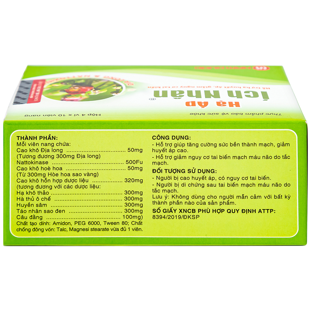 Hình ảnh Viên uống Hạ Áp Ích Nhân Nam Dược hỗ trợ hạ huyết áp, giảm nguy cơ tai biến (4 vỉ x 10 viên)