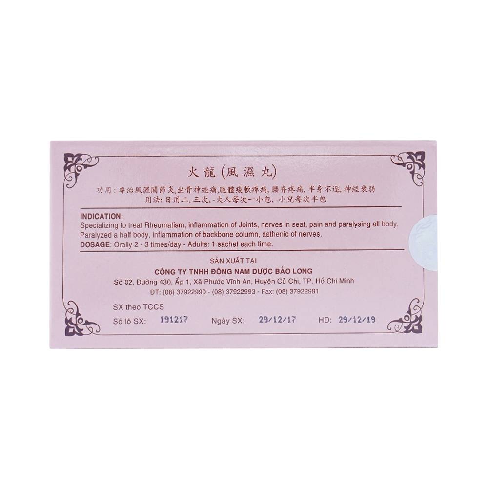 Hình ảnh Thuốc Hỏa Long Bảo Long điều trị phong thấp, viêm khớp (10 gói x 4g)