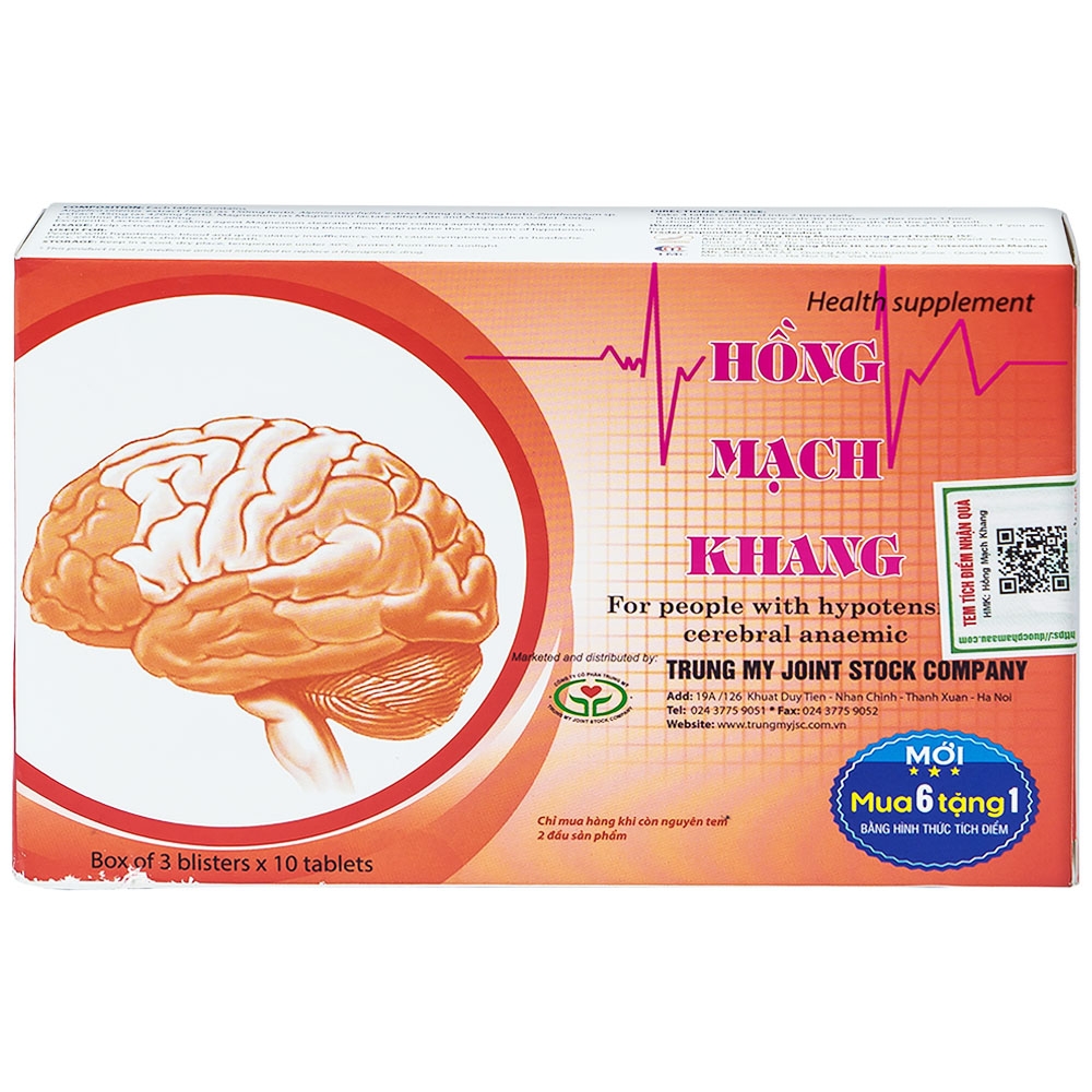 Hình ảnh Viên uống Hồng Mạch Khang hoạt huyết, tăng cường lưu thông máu (3 vỉ x 10 viên)