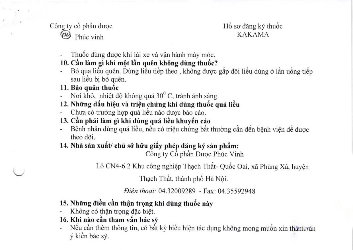 Hình ảnh Viên nén Kakama Phúc Vinh điều trị thiểu năng tuần hoàn não, ứ huyết, đau đầu (60 viên)