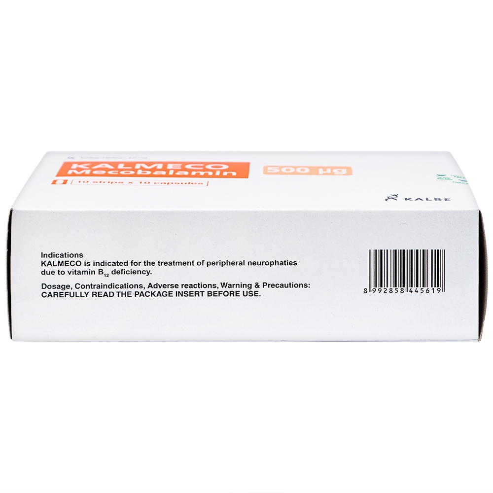 Hình ảnh Viên nang Kalmeco 500µg Kalbe điều trị các bệnh thần kinh ngoại biên do thiếu hụt vitamin B12 (10 vỉ x 10 viên) 