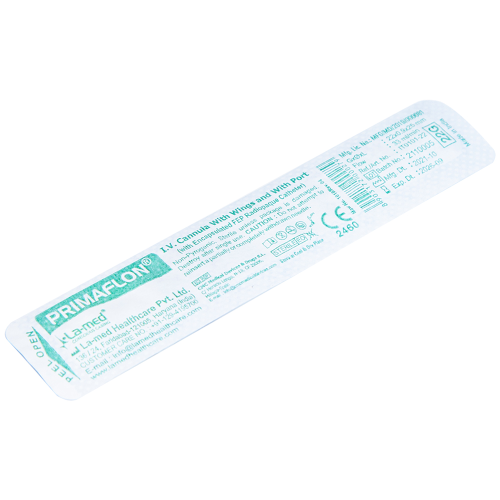 Hình ảnh Kim tiêm tĩnh mạch 22g/25mm Primaflon Lamed hạn chế lệch vỡ vein khi dẫn truyền dịch (100 cây)