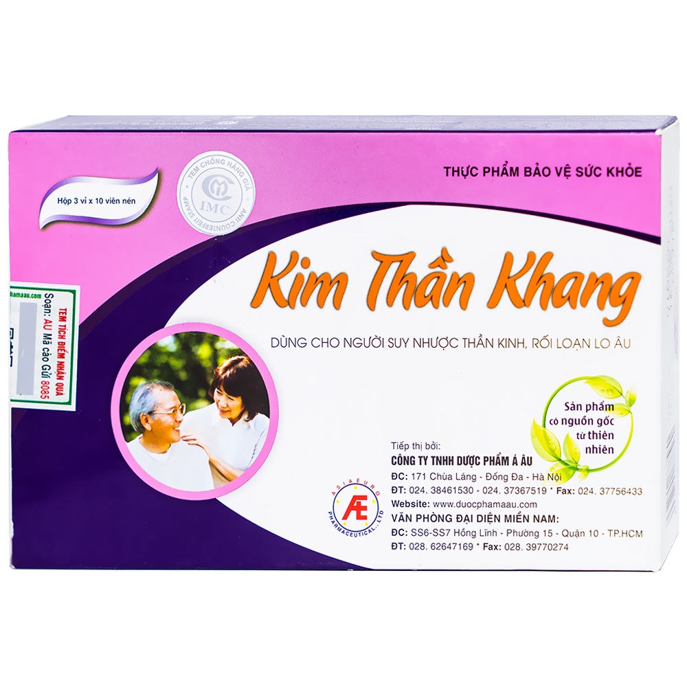 Viên uống Kim Thần Khang Á Âu tăng cường lưu thông máu, giúp dưỡng tâm, an thần (3 vỉ x 10 viên)