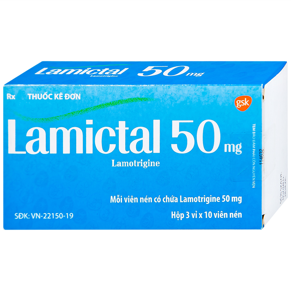 Hình ảnh Viên nén Lamictal 50mg GSK điều trị động kinh và phòng ngừa bệnh rối loạn lưỡng cực (3 vỉ x 10 viên)