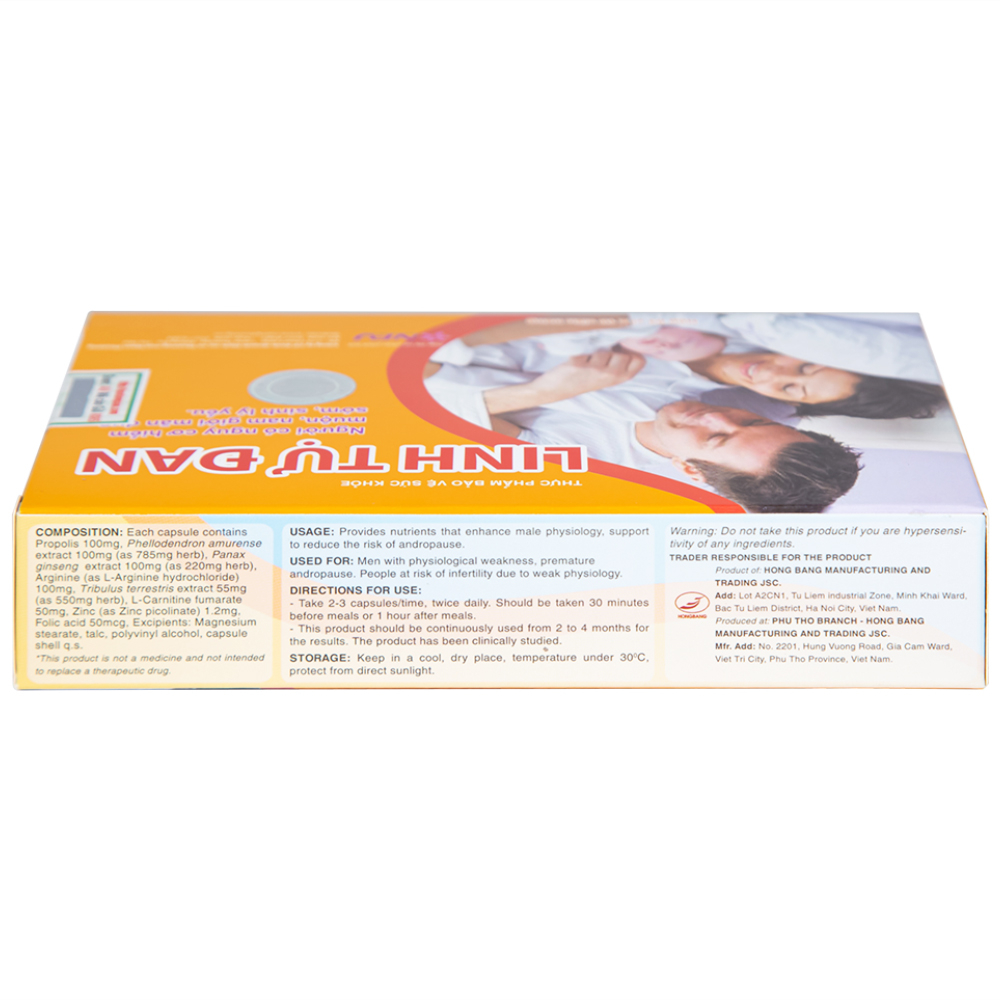 Hình ảnh Viên uống Linh Tự Đan Hồng Bàng giúp tăng cường sinh lý nam, hỗ trợ giảm nguy cơ mãn dục nam (3 vỉ x 10 viên)