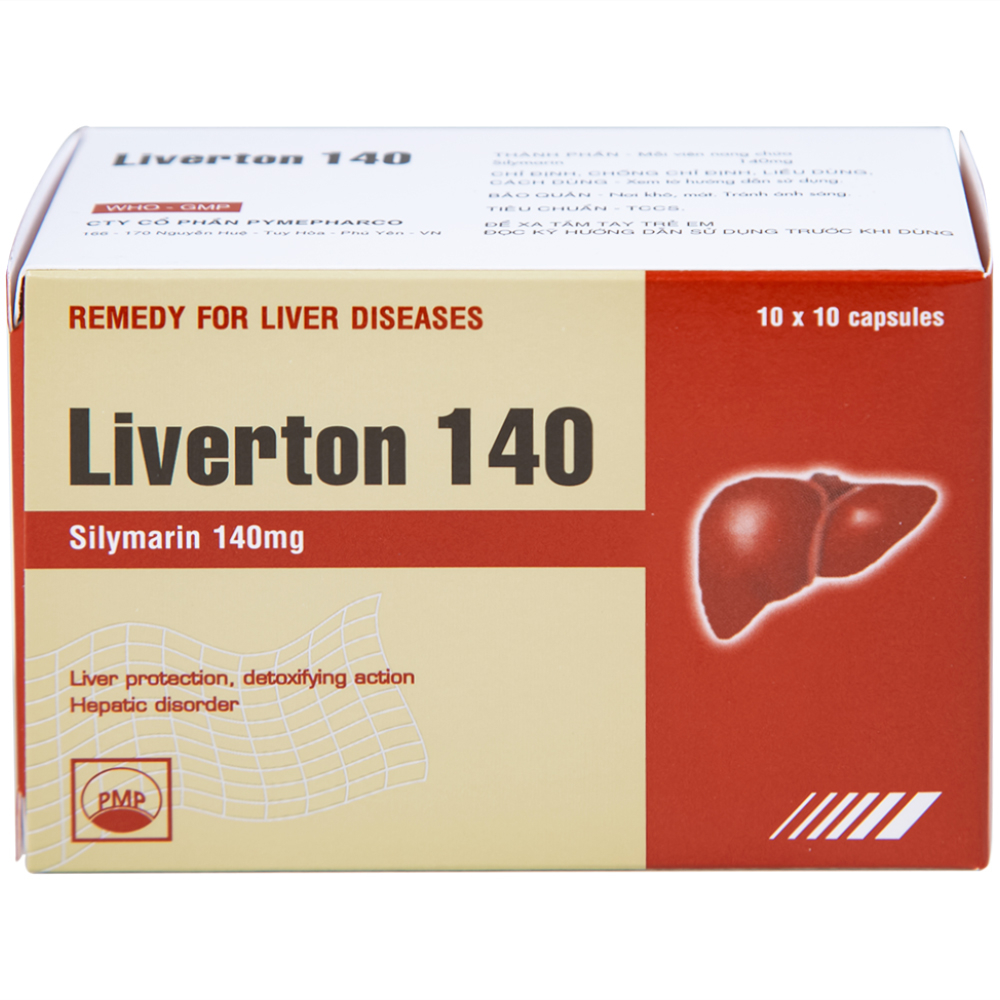 Hình ảnh Thuốc Liverton 140 Pymepharco điều trị bệnh gan, giải độc gan, rối loạn về gan (10 vỉ x 10 viên) 