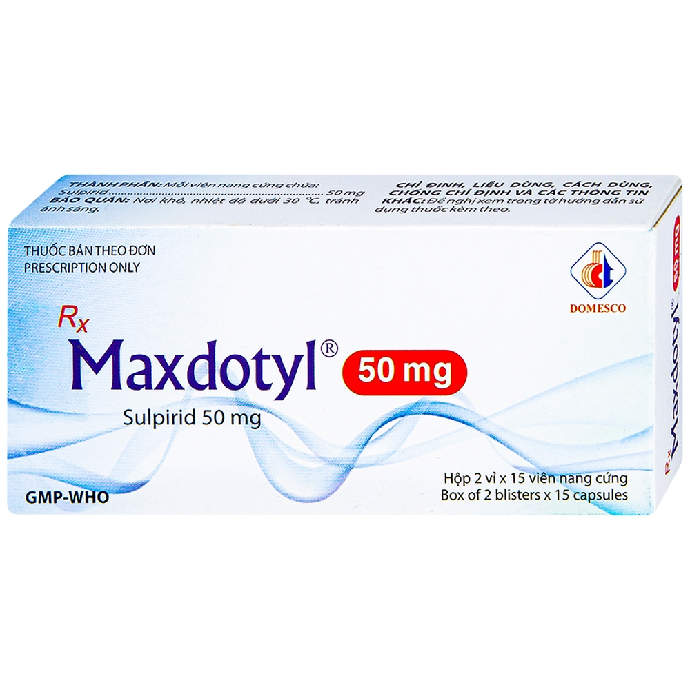 Hình ảnh Viên nang cứng Maxdotyl 50mg Domesco điều trị chứng lo âu ở người lớn (2 vỉ x 15 viên)