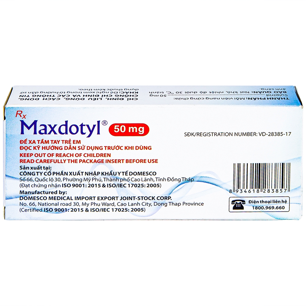 Hình ảnh Viên nang cứng Maxdotyl 50mg Domesco điều trị chứng lo âu ở người lớn (2 vỉ x 15 viên)