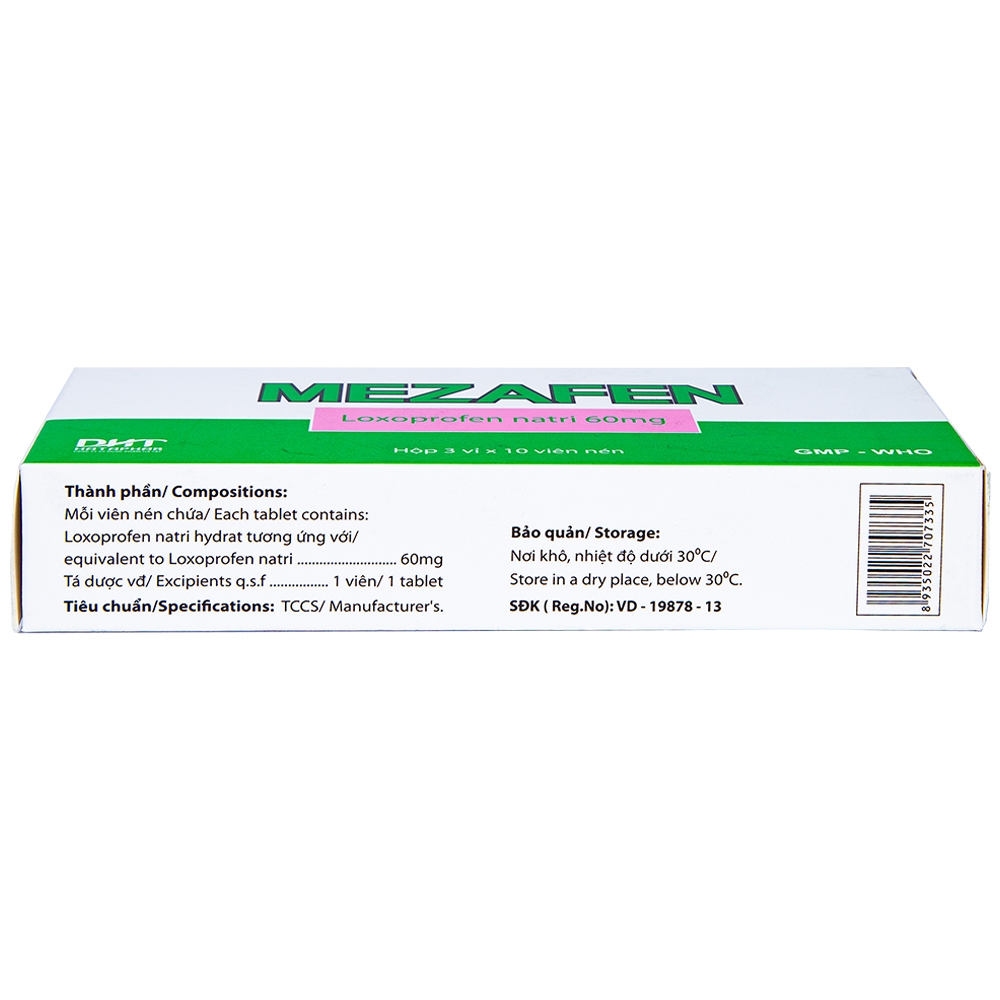 Hình ảnh Viên nén Mezafen 60mg Hataphar kháng viêm, giảm đau viêm khớp, đau thắt lưng (3 vỉ x 10 viên)