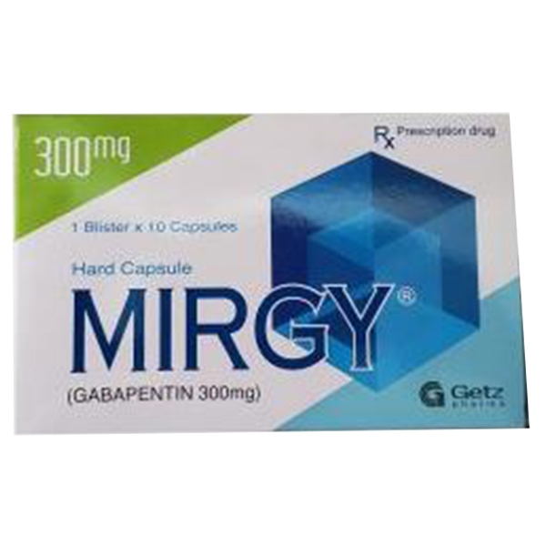 Hình ảnh Viên nang cứng Mirgy 300mg Getz điều trị đau thần kinh, động kinh (1 vỉ x 10 viên)