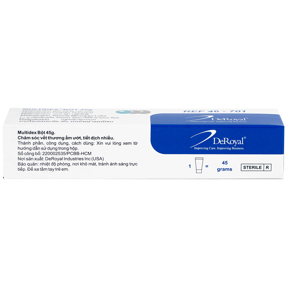 Hình ảnh Bột Multidex 45g DeRoyal hỗ trợ điều trị viêm nhiễm da, làm lành các vết loét mãn tính