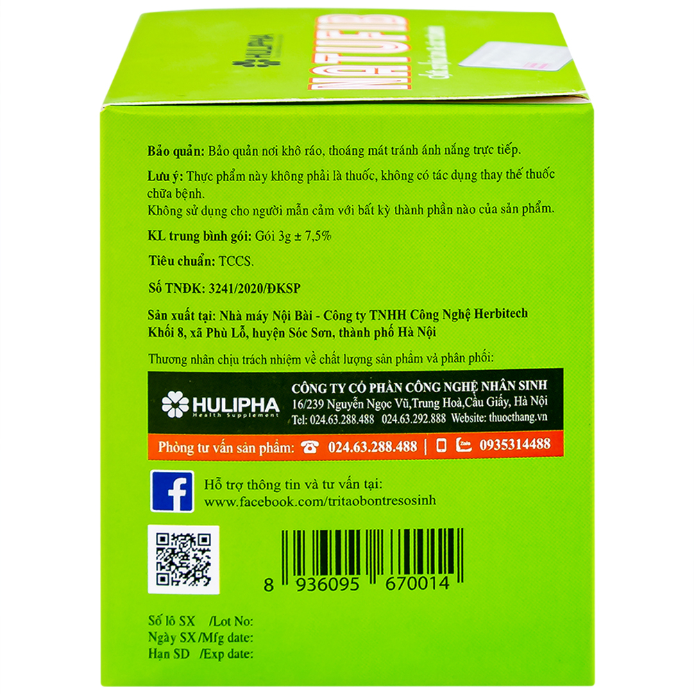 Hình ảnh Cốm Natufib Hulipha hỗ trợ cải thiện tình trạng táo bón (20 gói x 3g)