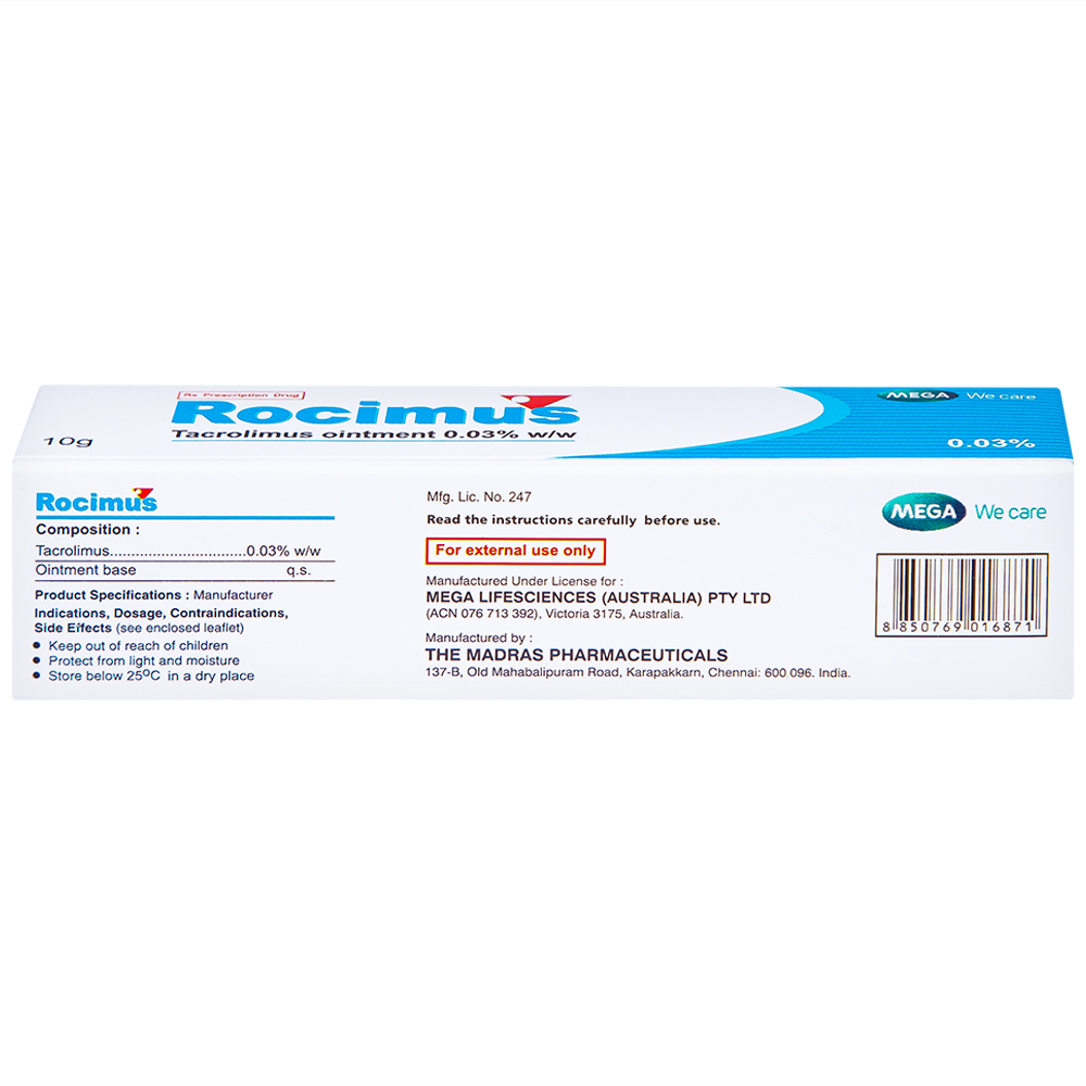 Hình ảnh Thuốc mỡ bôi da Rocimus 0.03% MEGA We care điều trị viêm da cơ địa (10g)
