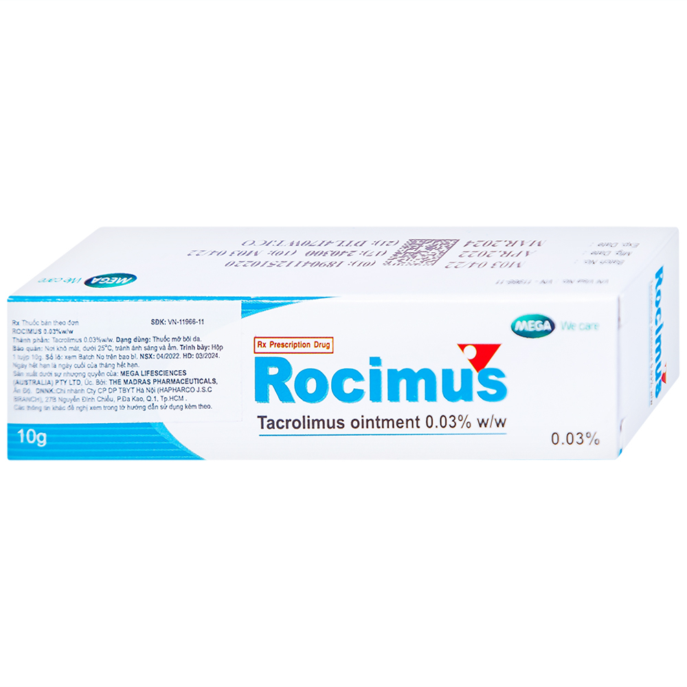 Hình ảnh Thuốc mỡ bôi da Rocimus 0.03% MEGA We care điều trị viêm da cơ địa (10g)