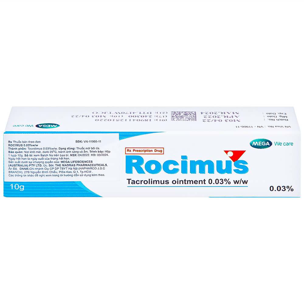 Hình ảnh Thuốc mỡ bôi da Rocimus 0.03% MEGA We care điều trị viêm da cơ địa (10g)
