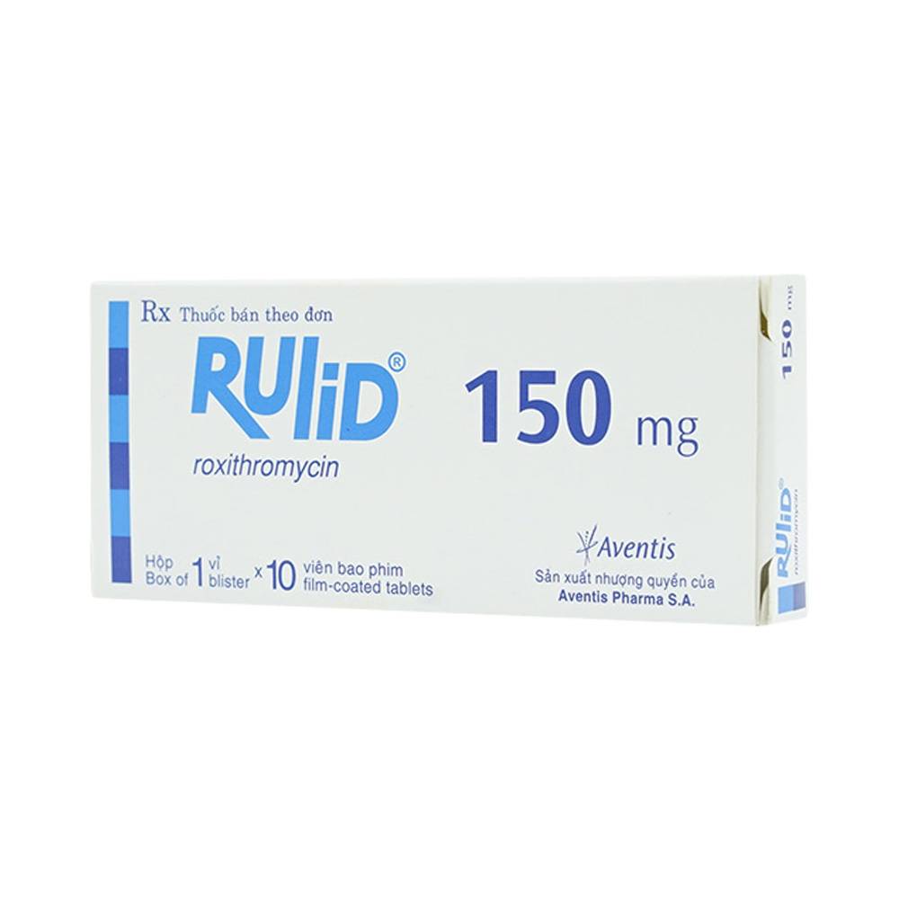 Hình ảnh Thuốc Rulid 150mg Aventis điều trị các loại nhiễm khuẩn, bệnh bạch hầu, ho gà (1 vỉ x 10 viên)