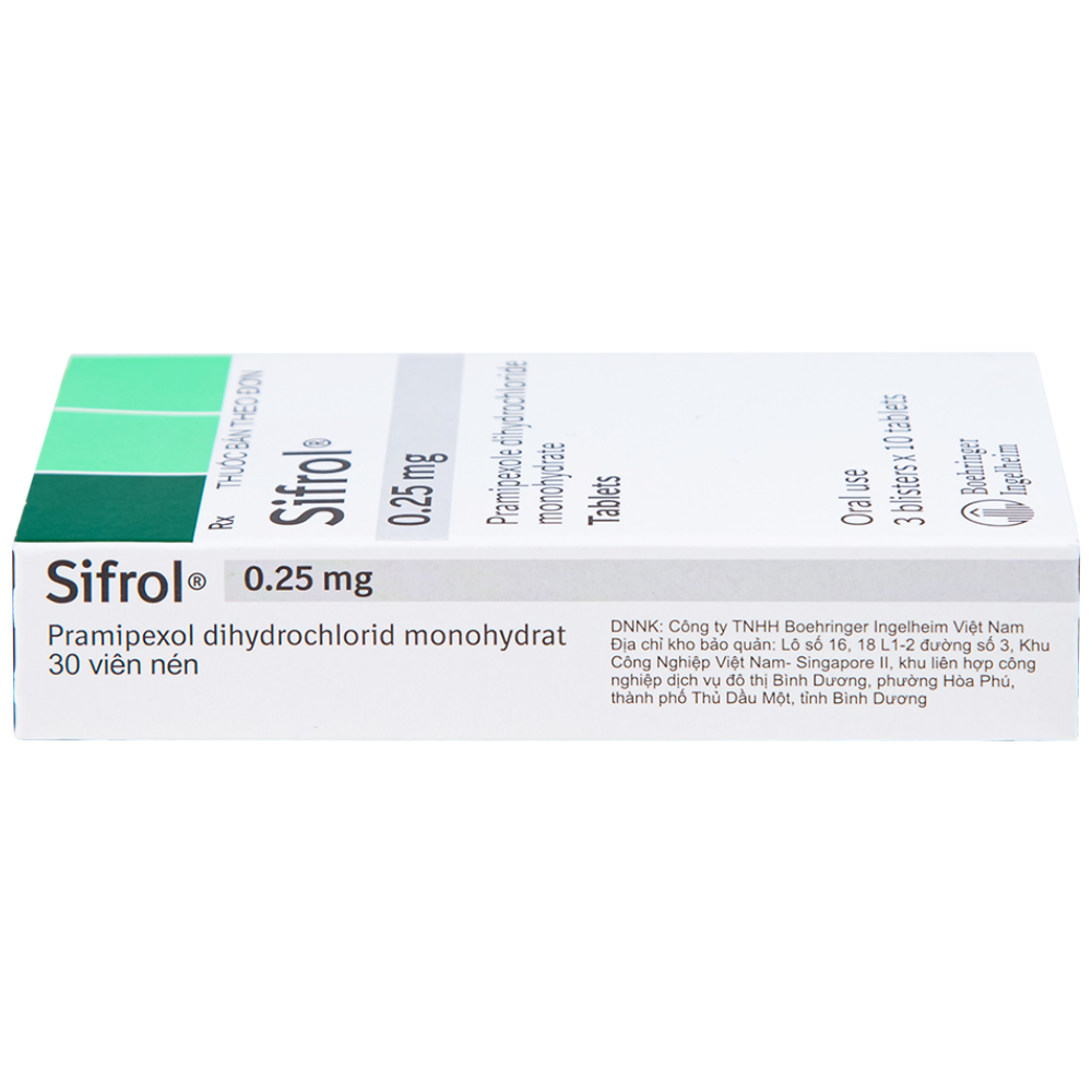Hình ảnh Thuốc Sifrol 0.25mg Boehringer điều trị bệnh parkinson (3 vỉ x 10 viên)