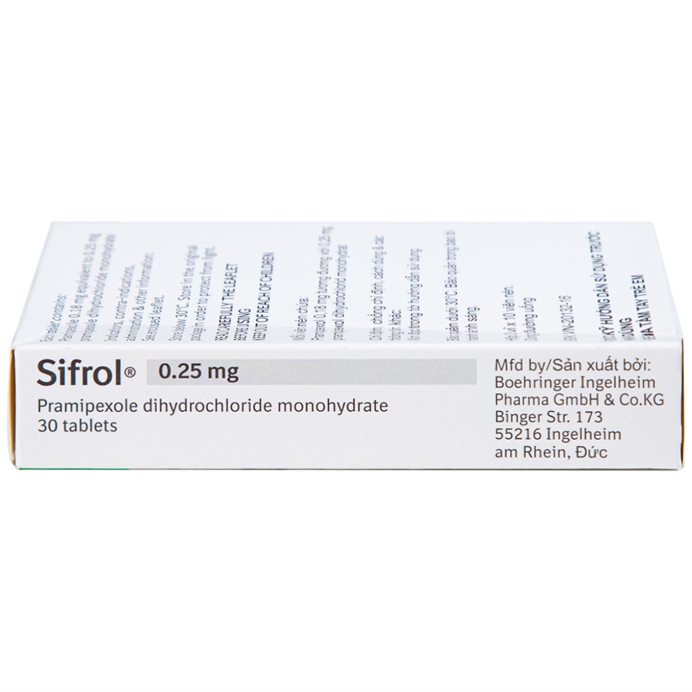 Hình ảnh Thuốc Sifrol 0.25mg Boehringer điều trị bệnh parkinson (3 vỉ x 10 viên)