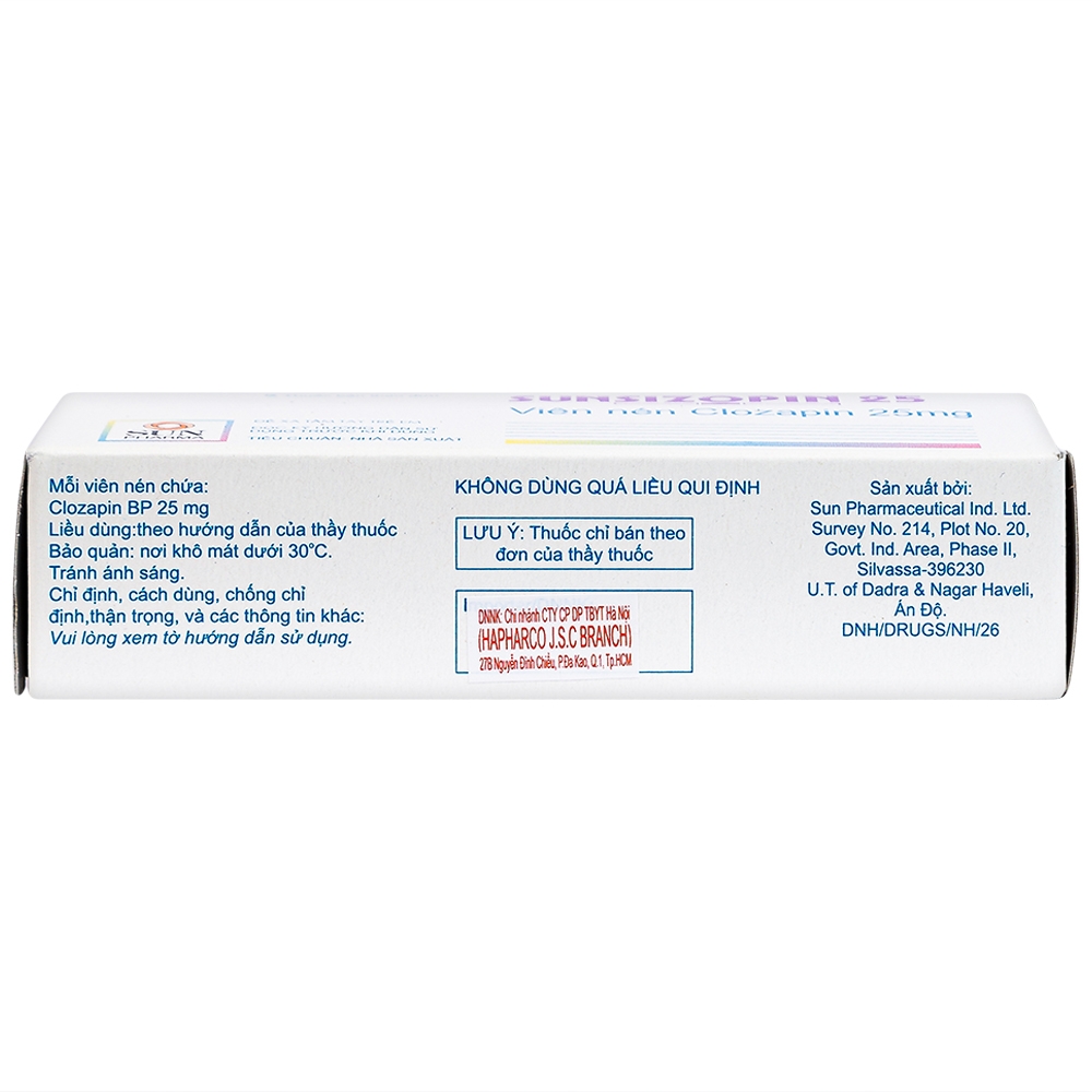 Hình ảnh Thuốc Sunsizopin 25 Sun Pharma điều trị chứng tâm thần phân liệt (5 vỉ x 10 viên)