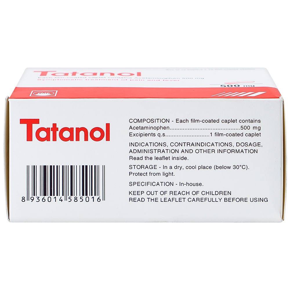 Hình ảnh Thuốc Tatanol giảm đau, hạ sốt (10 vỉ x 10 viên)
