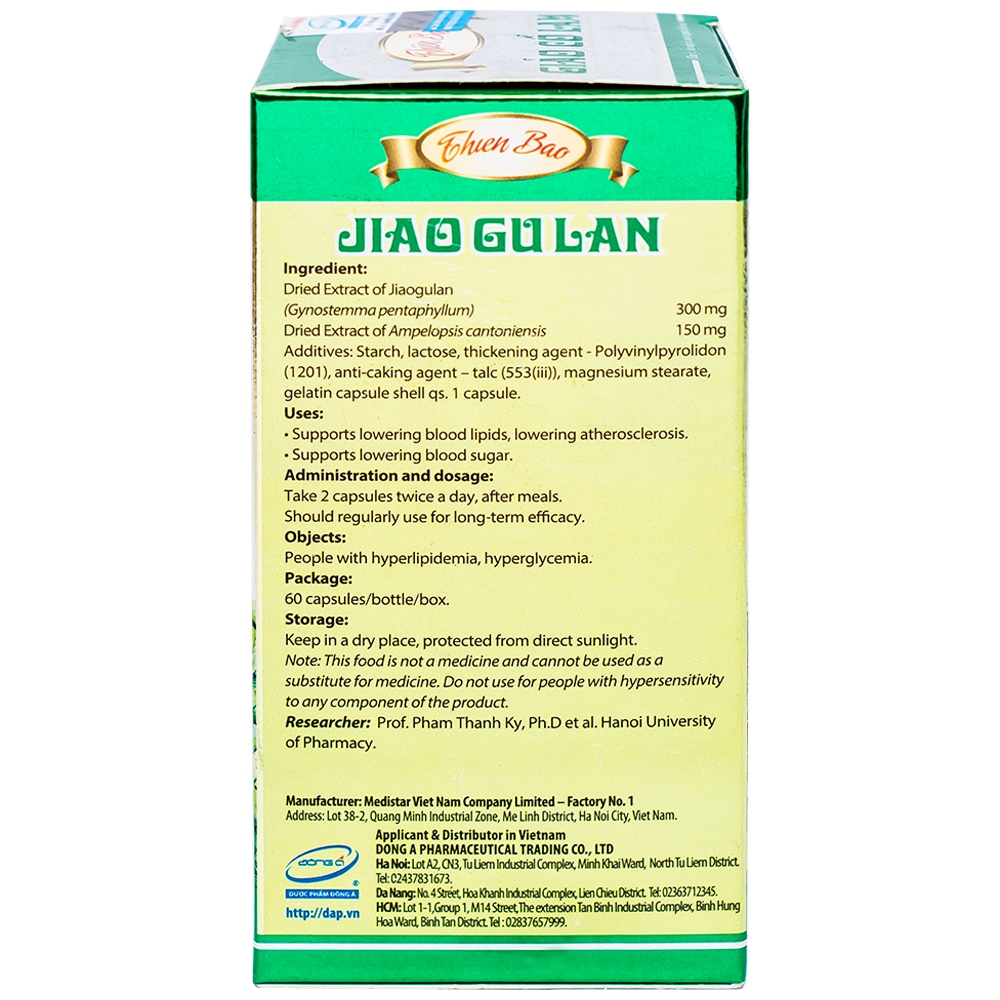 Hình ảnh Viên uống Giảo Cổ Lam Thiên Bảo hỗ trợ giảm mỡ máu, giảm đường huyết (60 viên)