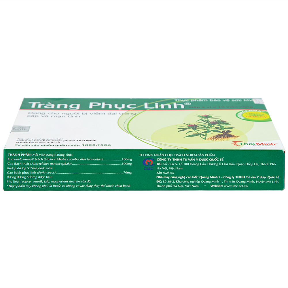 Hình ảnh Viên uống Tràng Phục Linh Thái Minh dùng cho người bị viêm đại tràng cấp và mạn tính (2 vỉ x 10 viên)