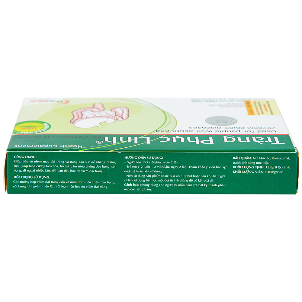 Hình ảnh Viên uống Tràng Phục Linh Thái Minh dùng cho người bị viêm đại tràng cấp và mạn tính (2 vỉ x 10 viên)