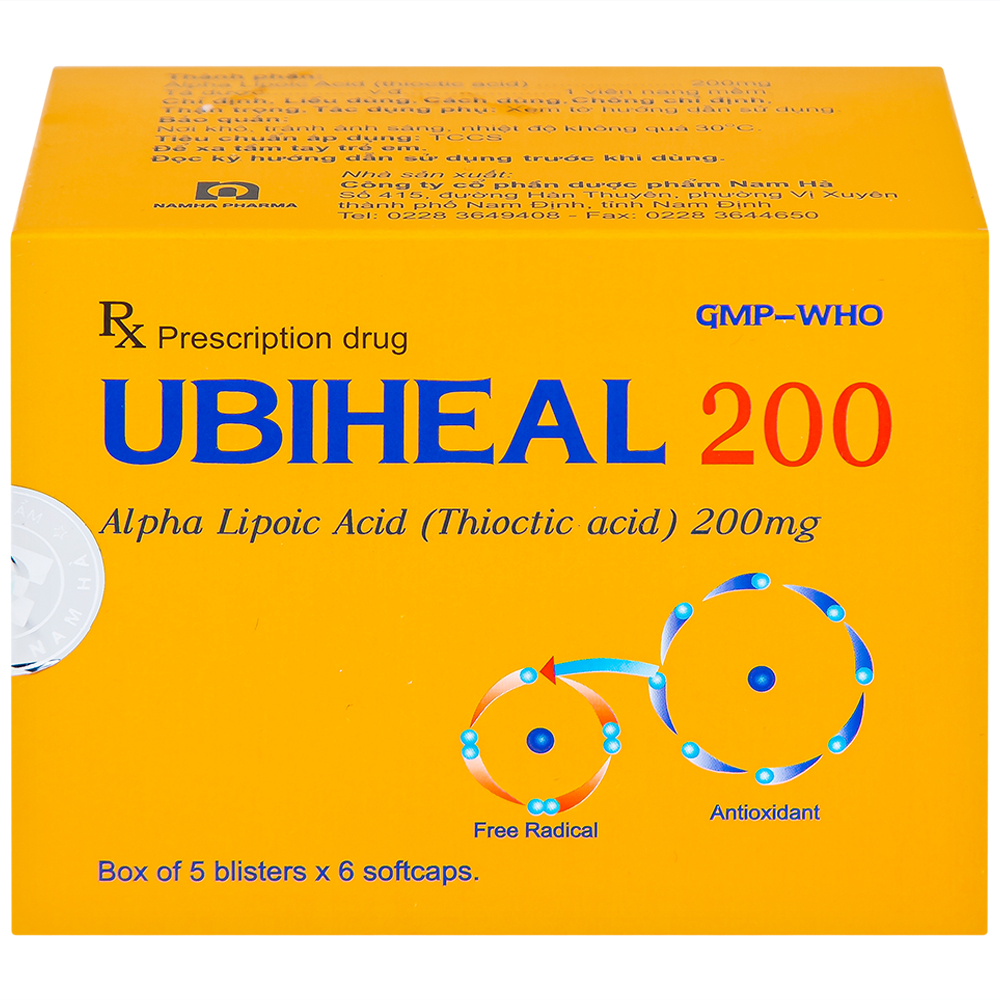 Hình ảnh Thuốc Ubiheal 200 Nam Hà điều trị các rối loạn cảm giác  do bệnh thần kinh đái tháo đường (5 vỉ x 6 viên)