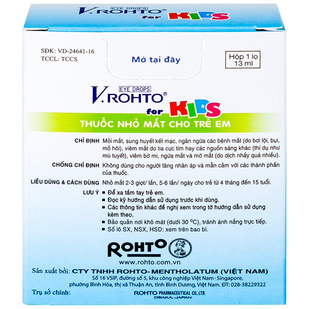 Hình ảnh Thuốc nhỏ mắt V.Rohto For Kids giảm mỏi mắt, đỏ mát, ngứa mắt (13ml)