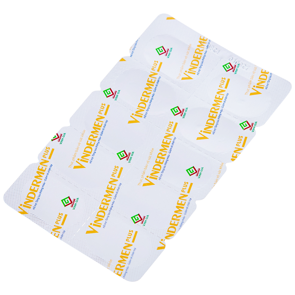 Hình ảnh Viên uống Vindermen Plus Vinh Gia hỗ trợ hoạt huyết, tăng cường lưu thông máu não (3 vỉ x 10 viên)