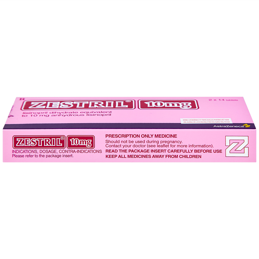 Hình ảnh Thuốc Zestril 10mg AstraZeneca điều trị tăng huyết áp, suy tim (2 vỉ x 14 viên)